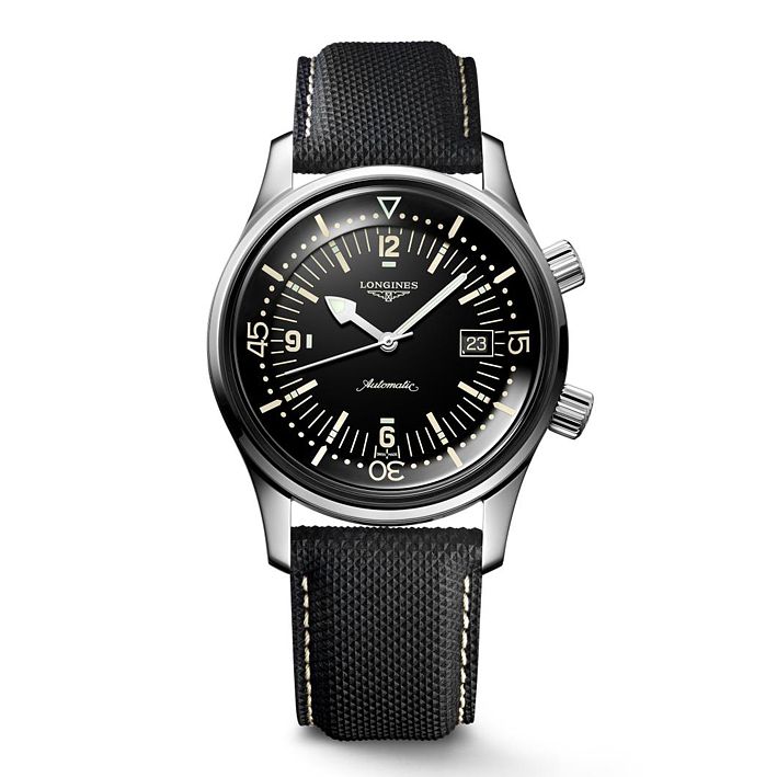 Longines Heritage Legend Diver Mens Black Strap Watch