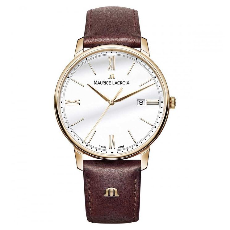 Maurice Lacroix Eliros Date Mens Brown Leather Strap Watch