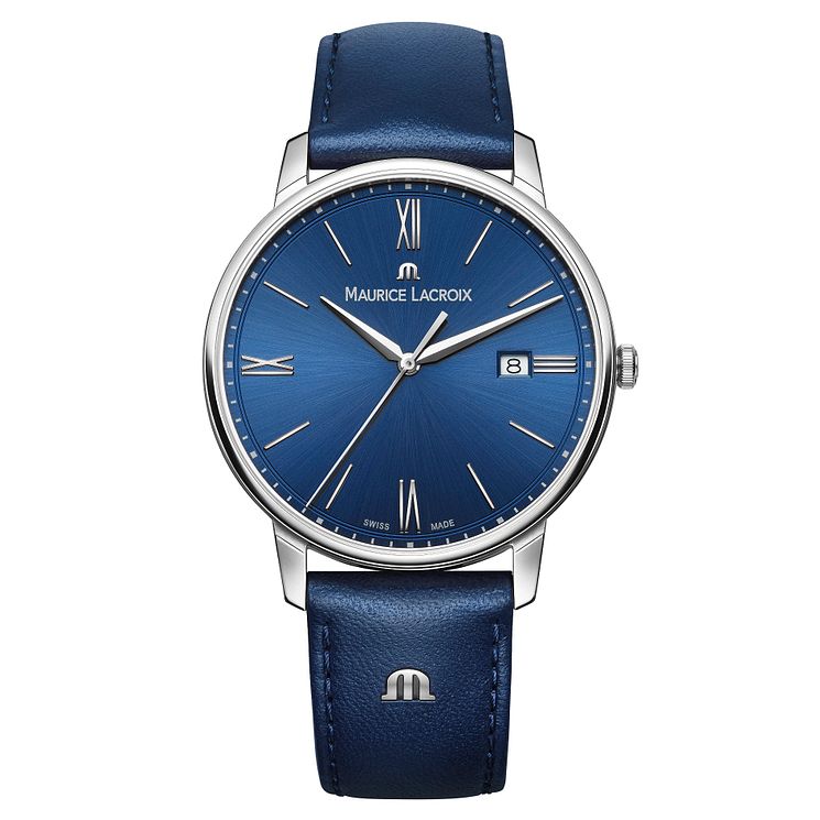 Maurice Lacroix Eliros Mens Blue Leather Strap Watch