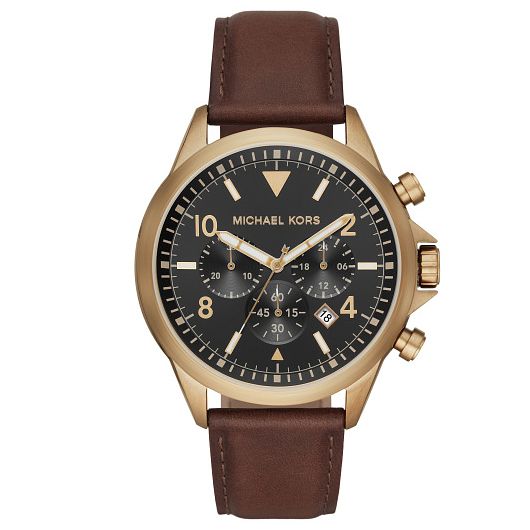 Michael Kors Gage Chronograph Brown Leather Strap Watch