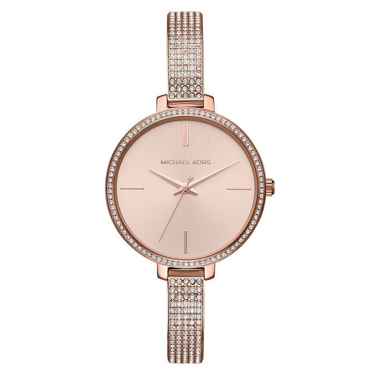 Michael Kors Jaryn Ladies Rose Gold Tone Stone Set Watch