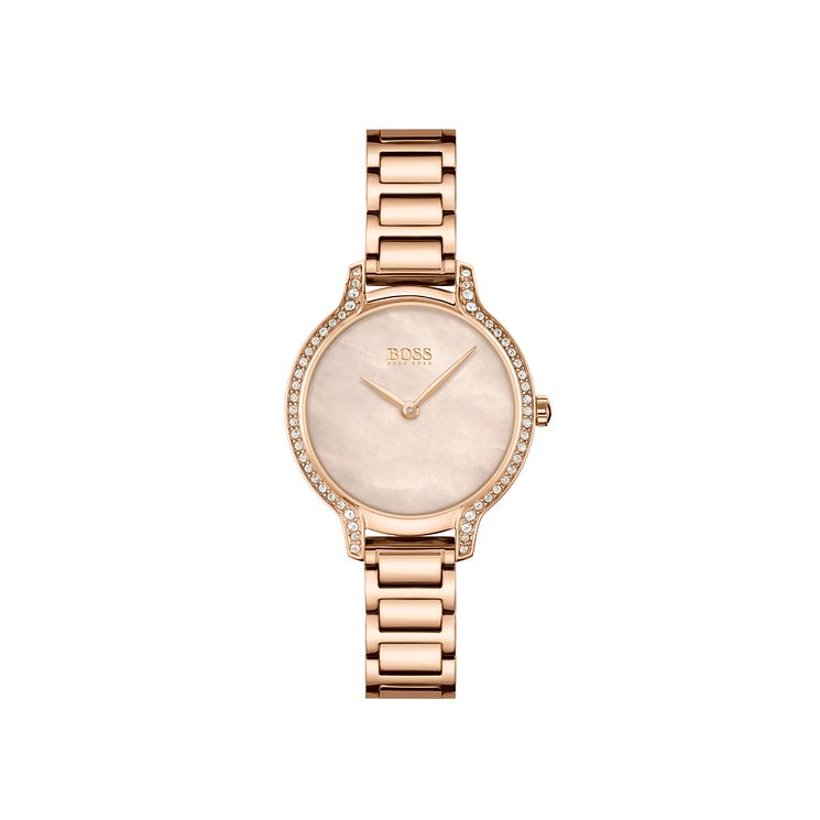Boss Gala Crystal Ladies Rose Gold Tone Bracelet Watch