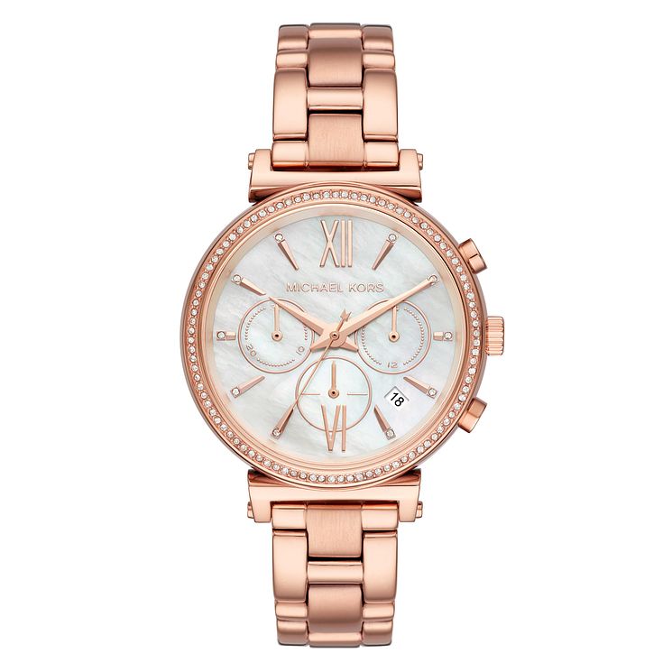 Michael Kors Ladies Sofie Pave Rose Gold Tone Watch