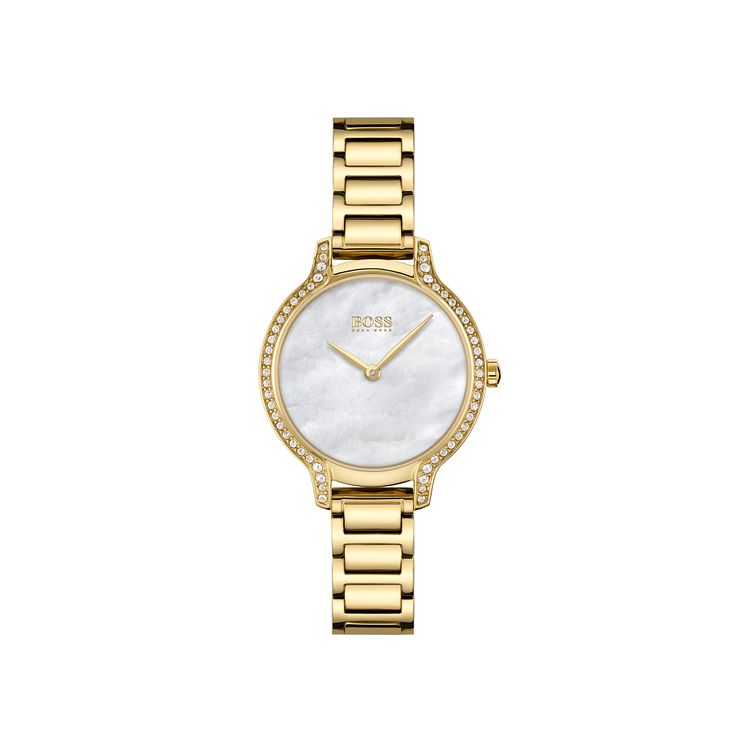 Boss Gala Crystal Ladies Yellow Gold Tone Bracelet Watch