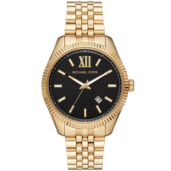 Michael Kors Lexington Mens Gold Plated Bracelet Watch