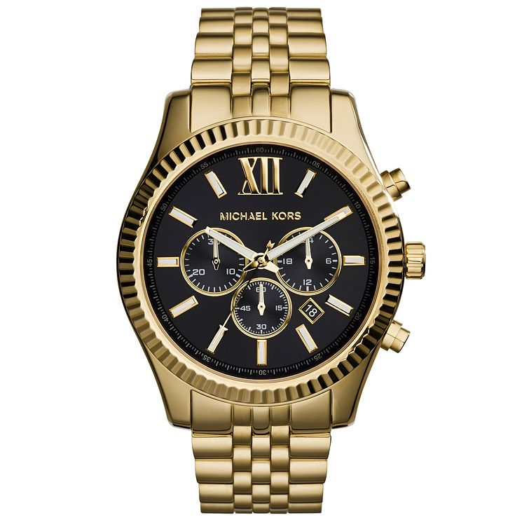 Michael Kors Lexington Mens Gold Tone Bracelet Watch