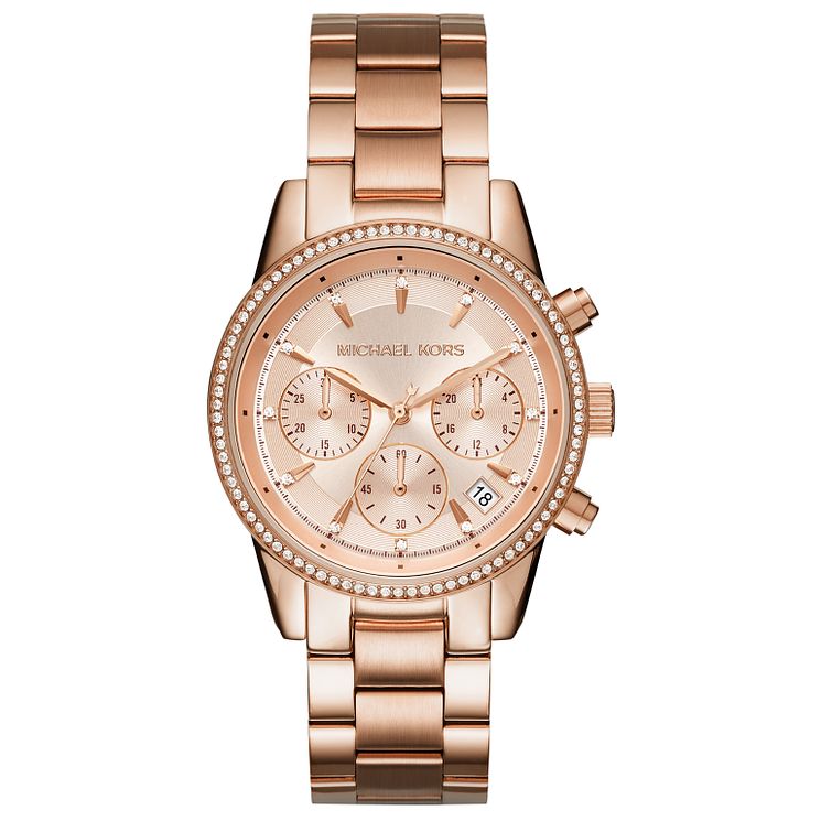 Michael Kors Ritz Ladies Rose Gold Tone Bracelet Watch