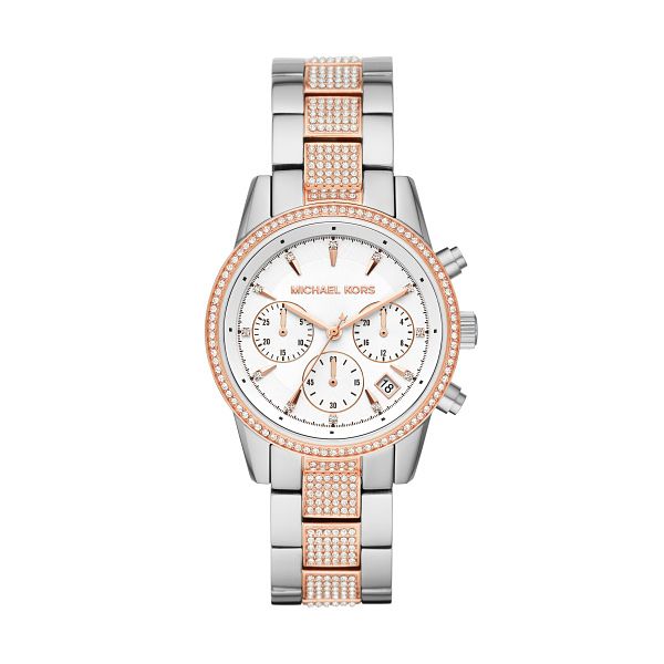 Michael Kors Ritz Ladies Two Tone Stone Set Bracelet Watch