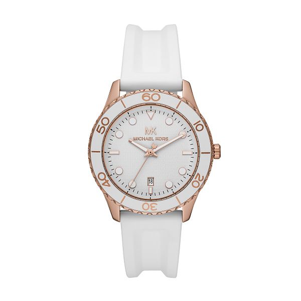 Michael Kors Runway Ladies White Silicone Strap Watch