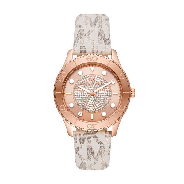 Michael Kors Runway Logo Ladies White Pvc Strap Watch