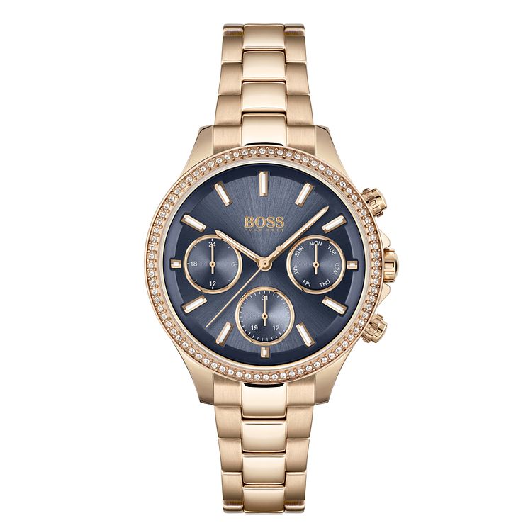 Boss Hera Crystal Ladies Rose Gold Tone Bracelet Watch