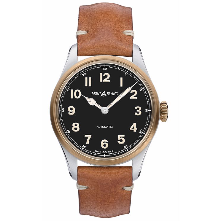 Montblanc 1858 Mens Brown Leather Strap Watch