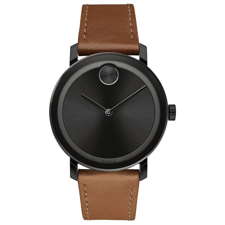 Movado Bold Evolution Mens Brown Leather Strap Watch