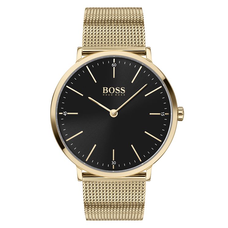 Boss Horizon Mens Gold Tone Mesh Bracelet Watch
