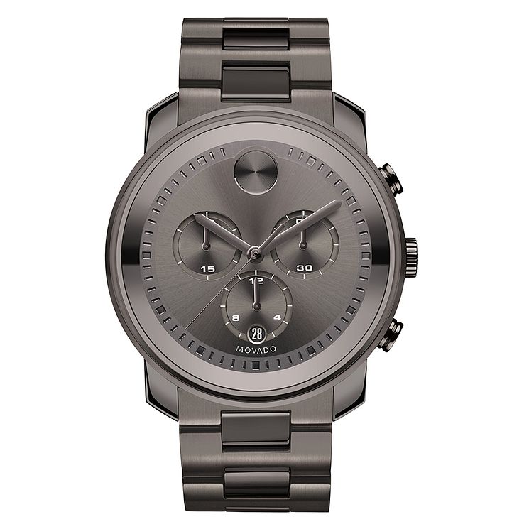 Movado Bold Mens Grey Pvd Ion Plated Bracelet Watch