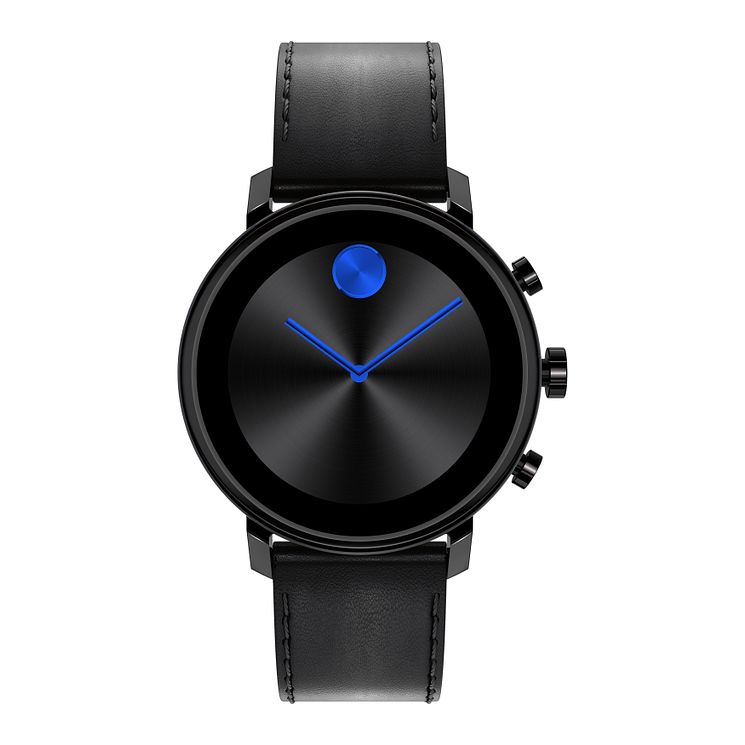 Movado Connect 2.0 Black Leather Strap Smartwatch
