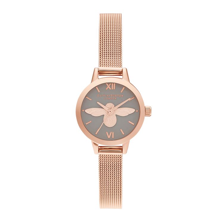 Olivia Burton 3d Bee Rose Gold Tone Mesh Bracelet Watch