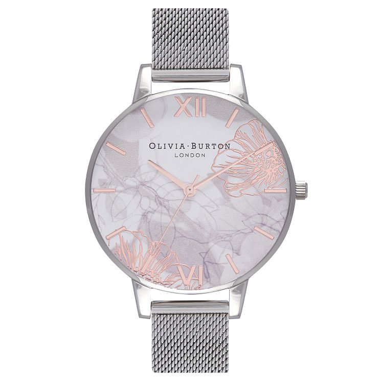 Olivia Burton Abstract Florals White Dial Strap Watch