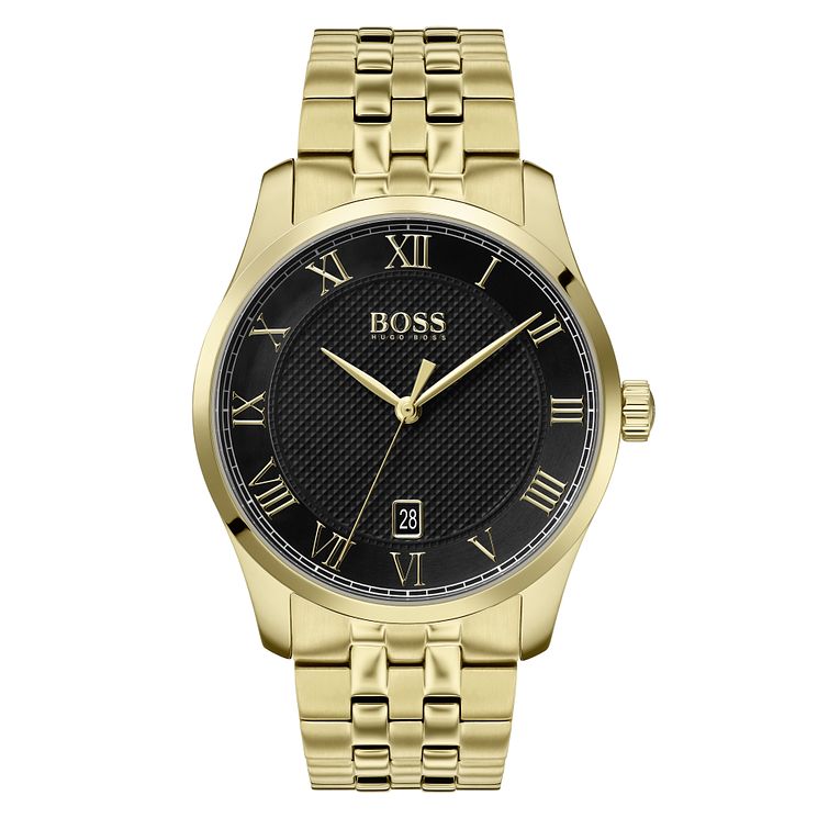 Boss Master Mens Yellow Gold Tone Bracelet Watch