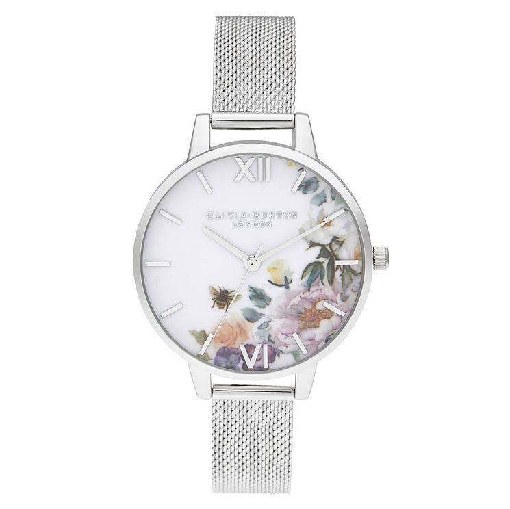 Olivia Burton Enchanted Garden Silver Tone Bracelet Watch