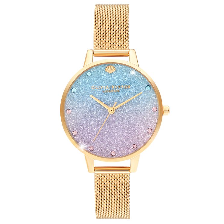 Olivia Burton Glitter Dial Yellow Gold Tone Bracelet Watch