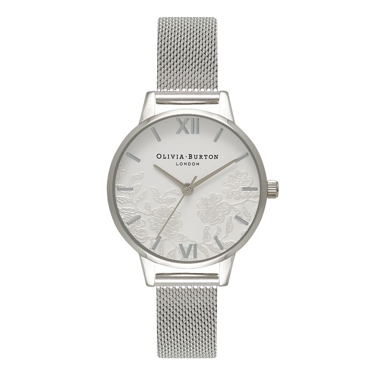 Olivia Burton Lace Detail Silver Metal Plated Watch