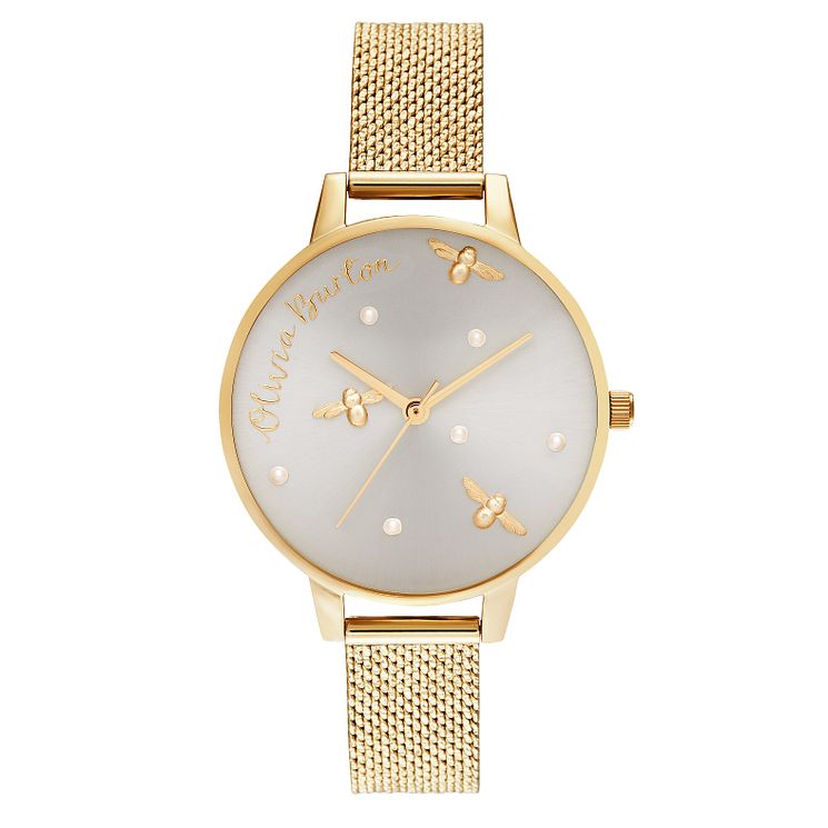 Olivia Burton Pearly Queen Gold Tone Mesh Bracelet Watch