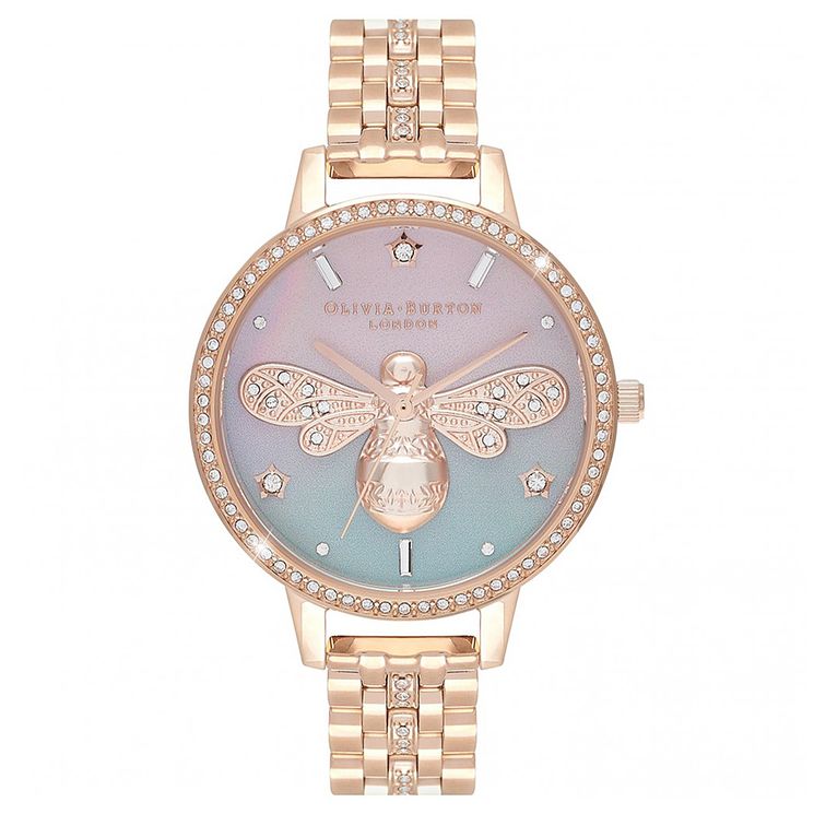 Olivia Burton Sparkle Bee Rose Gold Tone Bracelet Watch