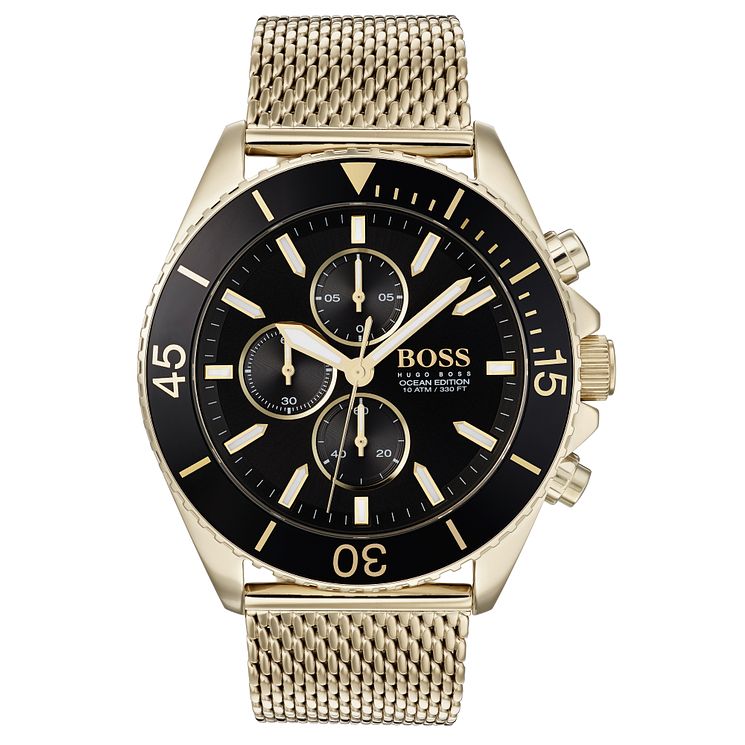 Boss Ocean Edition Mens Gold Plated Bracelet Watch