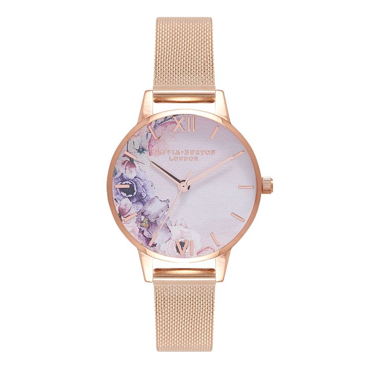 Olivia Burton Watercolour Florals Rose Gold Tone Watch