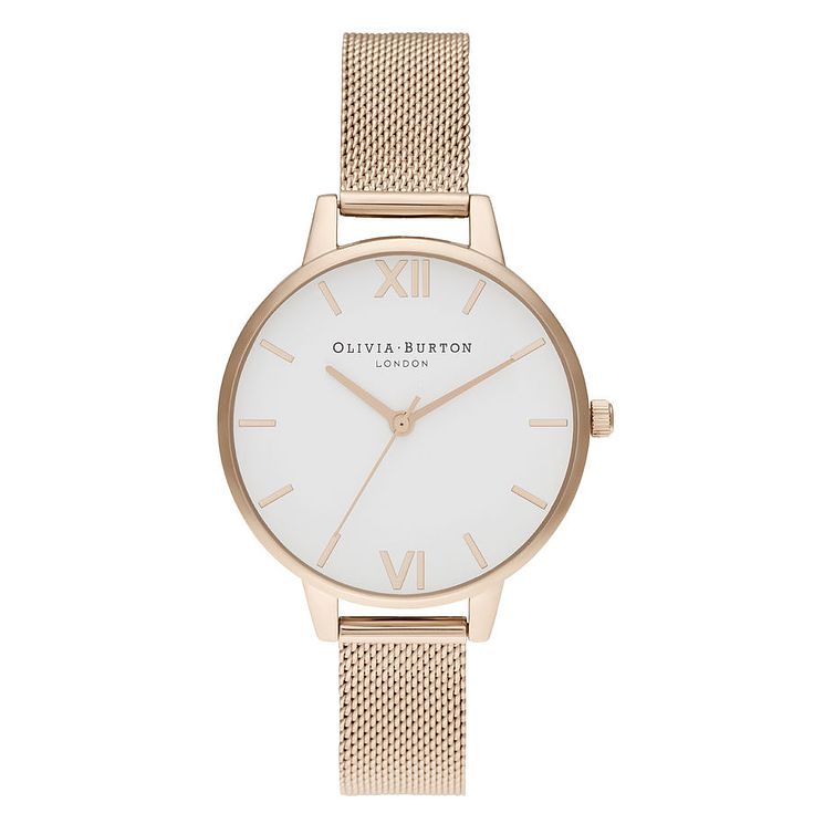 Olivia Burton White Dial Rose Gold Tone Bracelet Watch