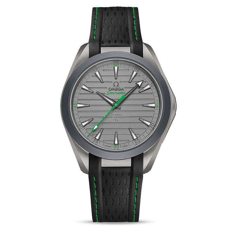 Omega Aqua Terra Titanium Black Green Rubber Strap Watch
