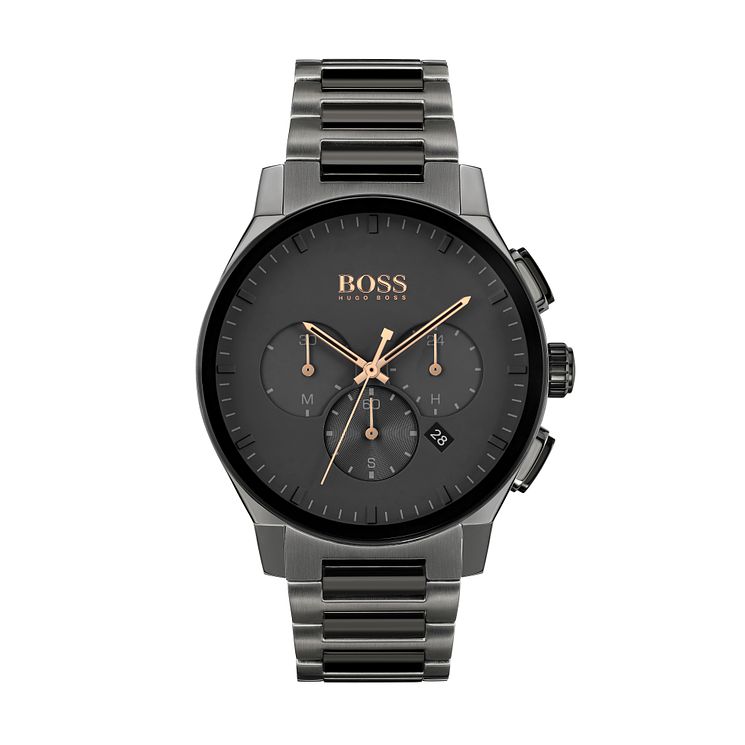 Boss Peak Mens Grey Ion-plated Bracelet Watch
