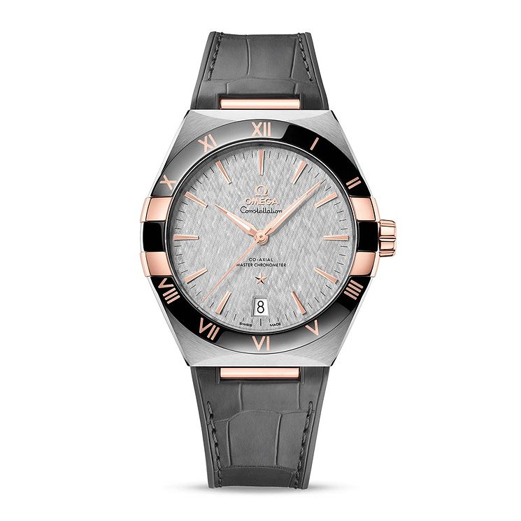 Omega Constellation Mens Grey Leather Strap Watch