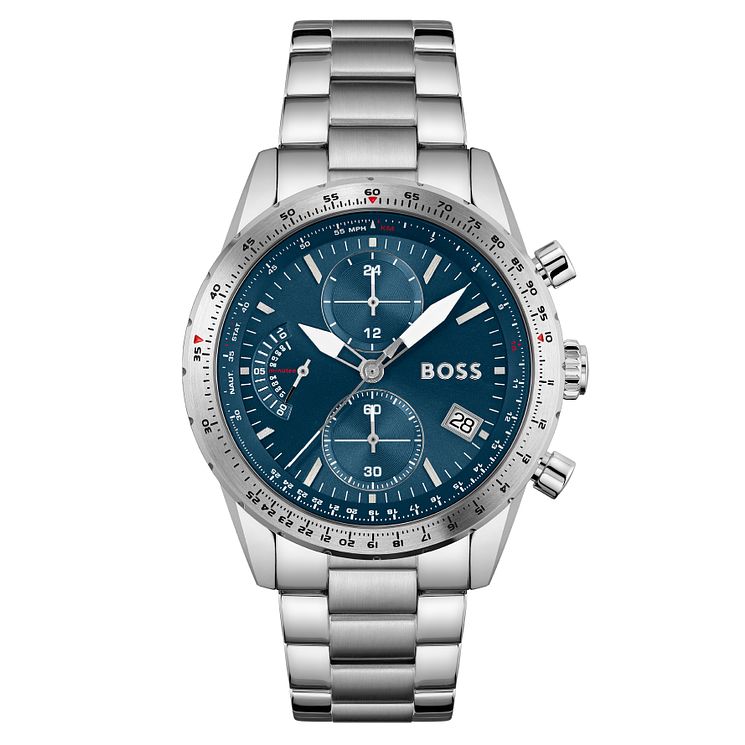 Boss Pilot Mens Stainless Steel Bracelet Watch