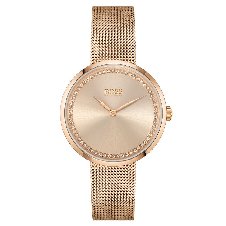 Boss Praise Ladies Rose Gold Tone Bracelet Watch