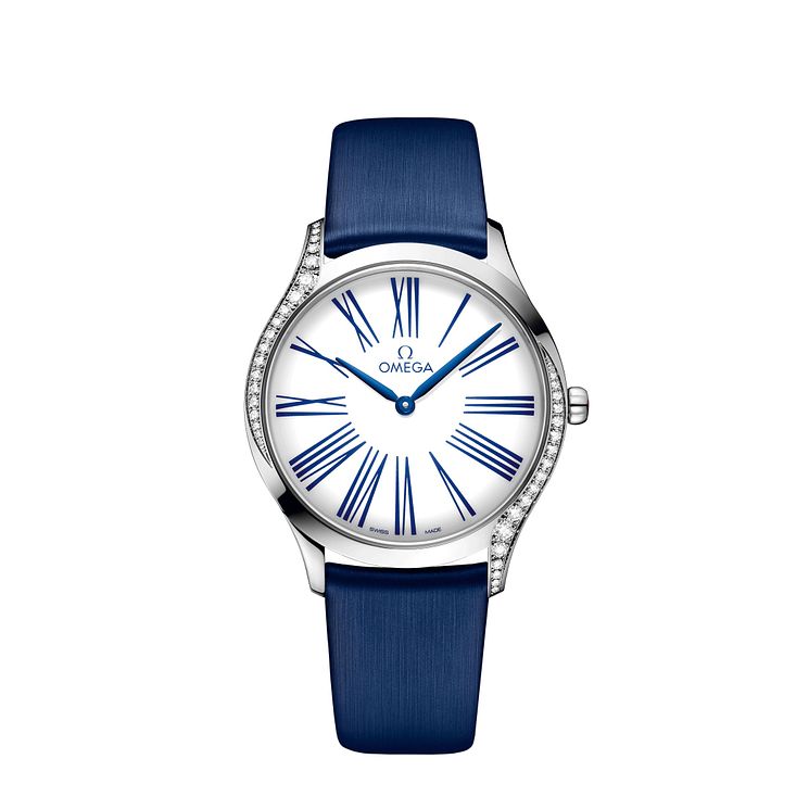 Omega De Ville Trsor Ladies Diamond Blue Fabric Strap Watch