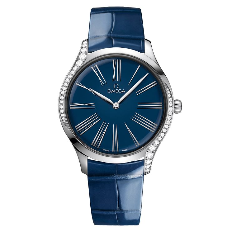 Omega De Ville Tresor Ladies Blue Leather Strap Watch