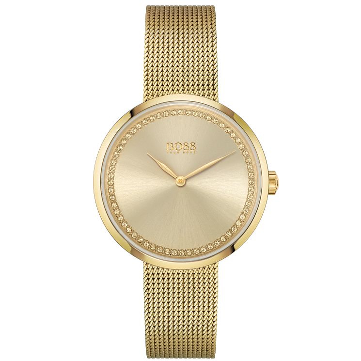 Boss Praise Ladies Yellow Gold Tone Bracelet Watch