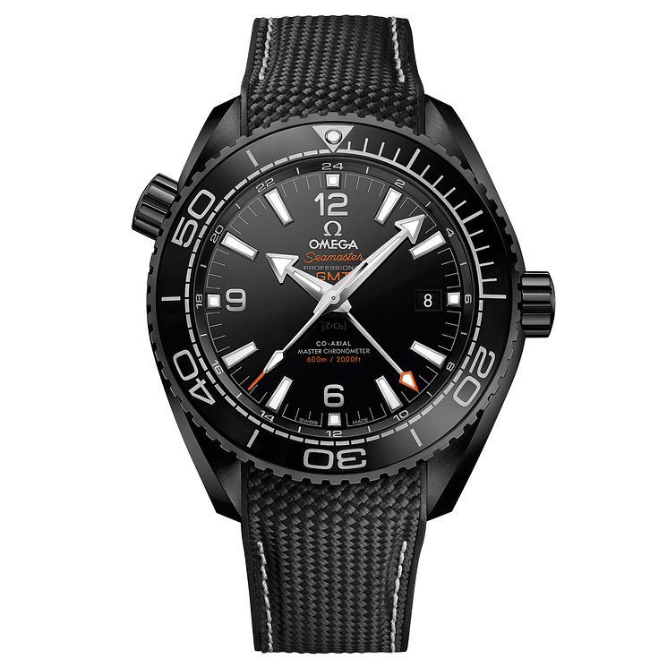 Omega Planet Ocean Deep Black Mens Rubber Strap Watch