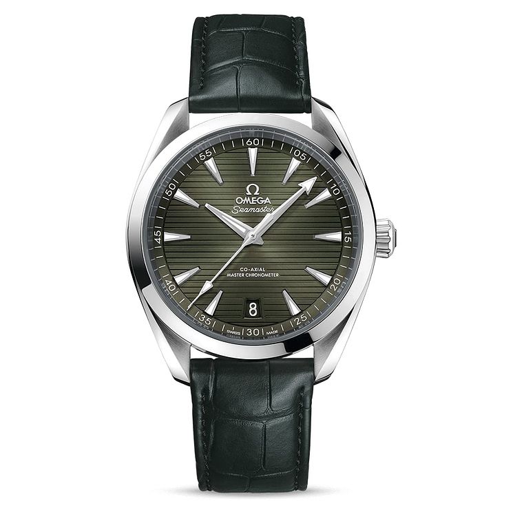 Omega Seamaster Aqua Terra Mens Khaki Leather Strap Watch