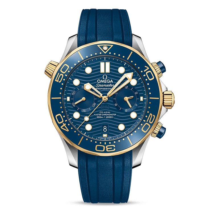 Omega Seamaster Chronograph Mens Blue Rubber Strap Watch