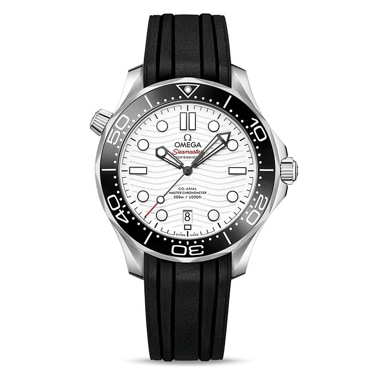 Omega Seamaster Diver Mens Black Rubber Strap Watch