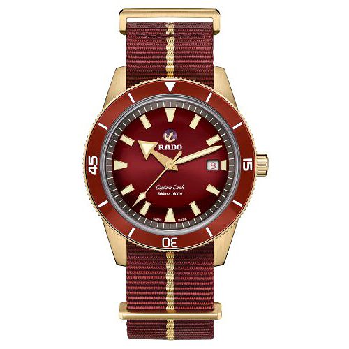 Rado Captain Cook Automatic Mens Red Fabric Strap Watch