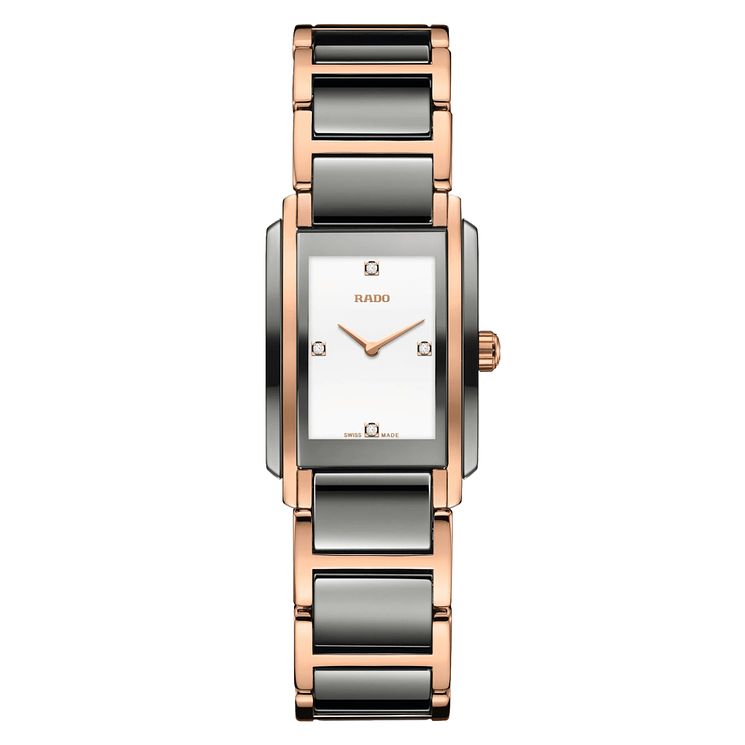 Rado Integral Ceramic Ladies Two Tone Bracelet Watch