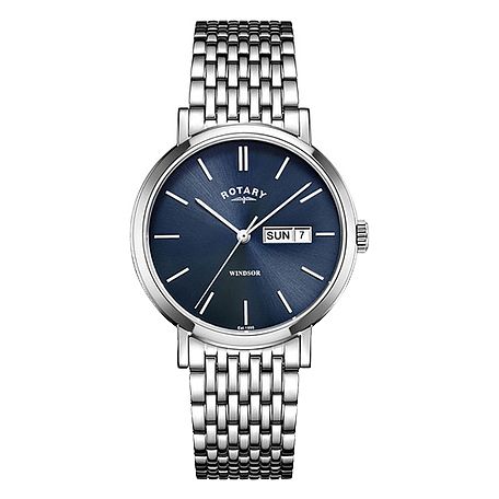 Rotary Windsor Mens Blue Dial Bracelet Watch