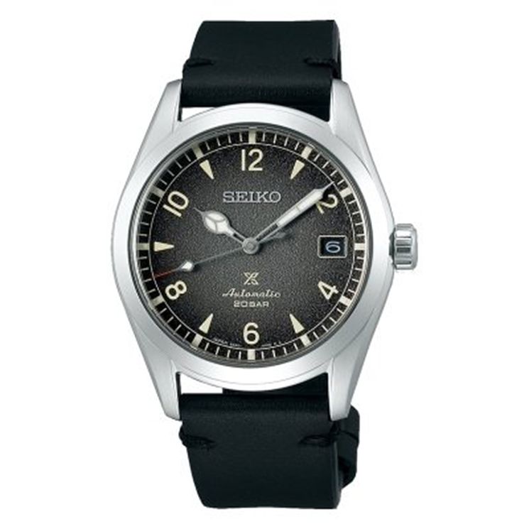 Seiko Prospex Alpinist Mens Black Leather Strap Watch