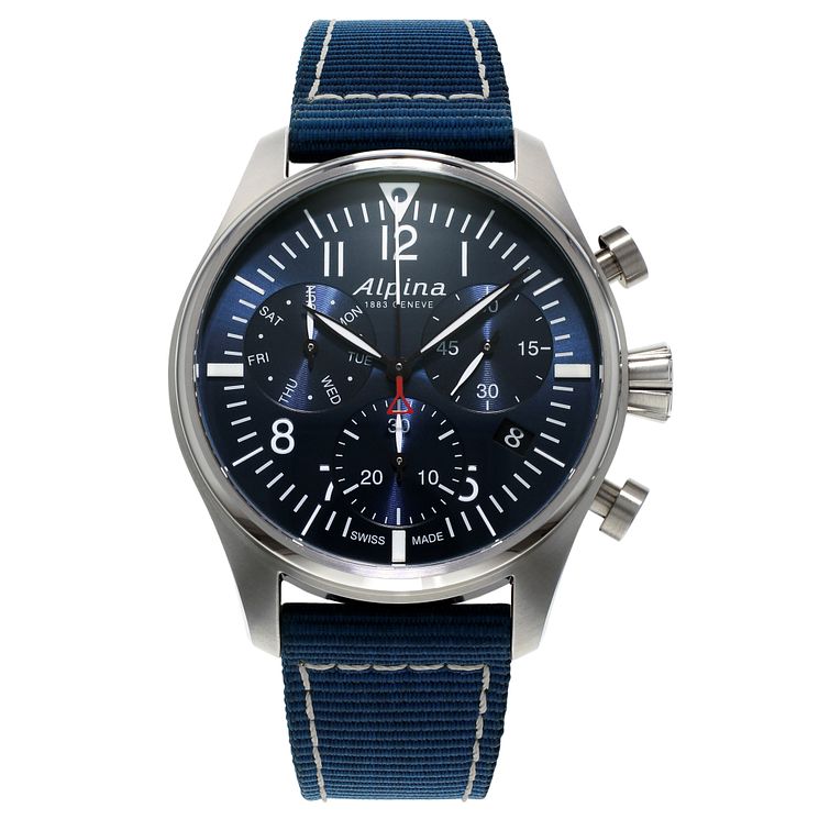 Alpina Startimer Pilot Mens Blue Nylon Strap Watch