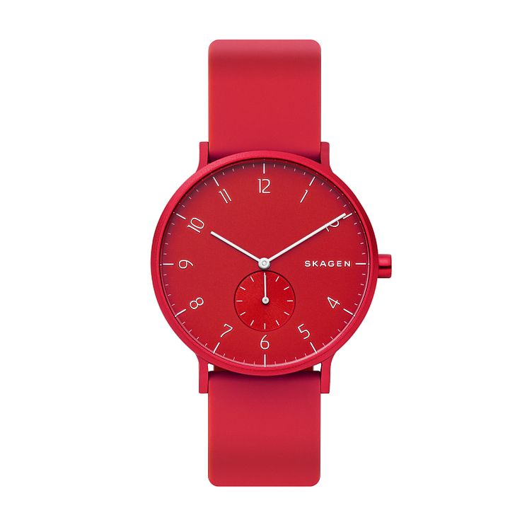 Skagen Aaren Kulor Red Silicone Strap Watch