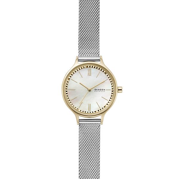 Skagen Anita Two Tone Mother Of Pearl Mesh Bracelet Watch